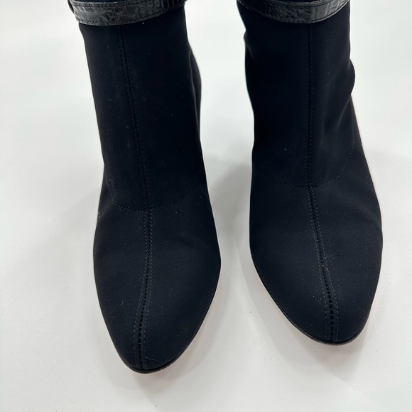 Donald J Pliner Black Tall Wedge Heel Pull On Sock Boots - Picture 4 of 9